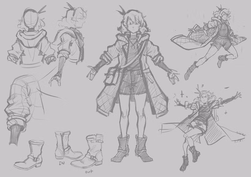 Sketching Clothing anime character